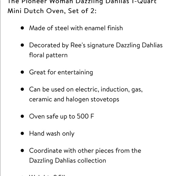 The Pioneer Woman Dazzling Dahlia Mini Dutch Ovens - Picture 12 of 12